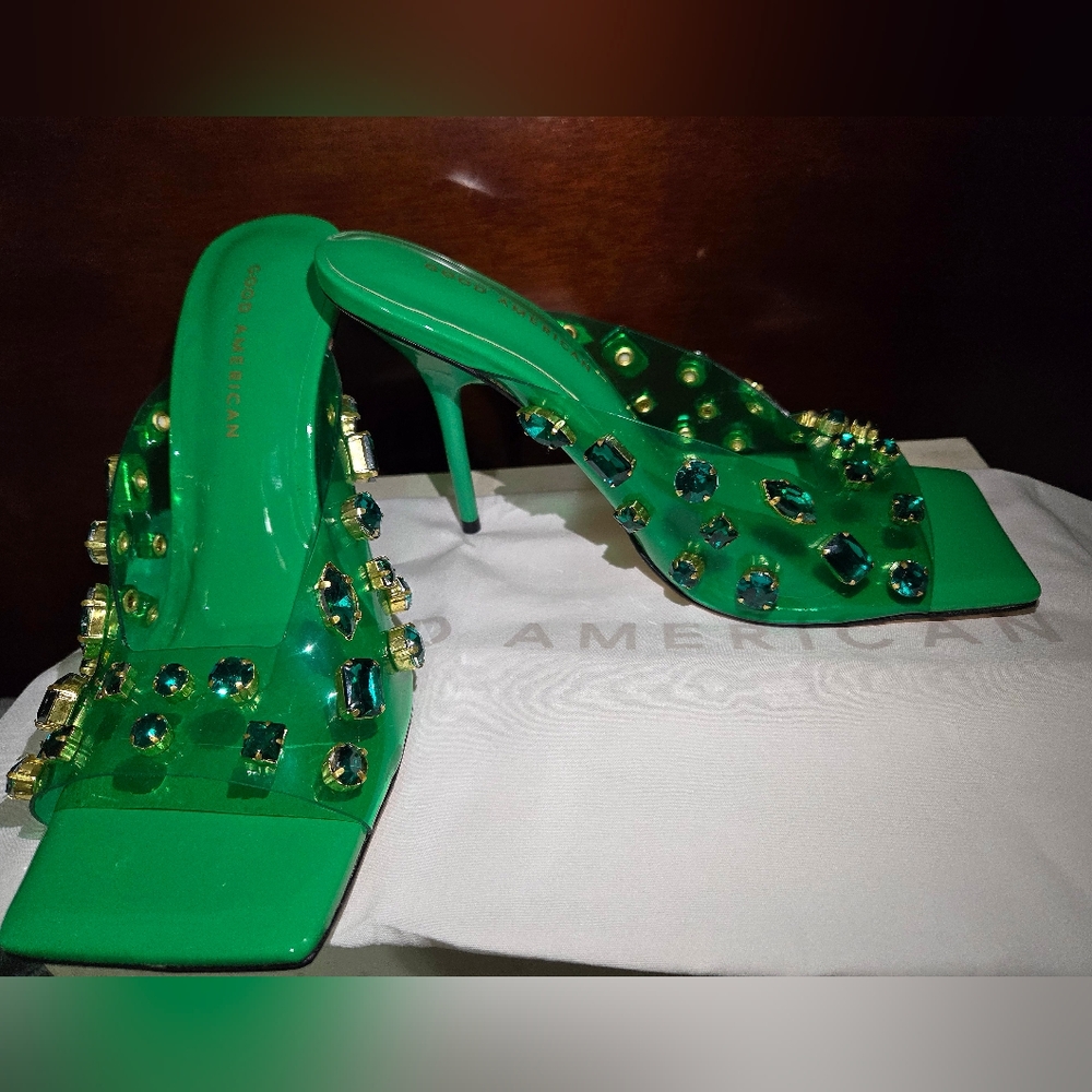 Good American Jeweled Emma Slip Heel Size 8 & 7.5 - Picture 2 of 9